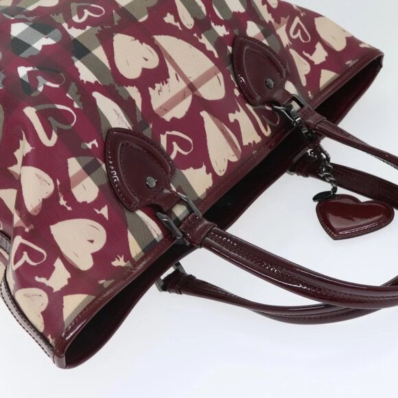 BURBERRY Nova Check Tote Bag PVC Beige Silver Auth 91267 - Picture 7 of 15